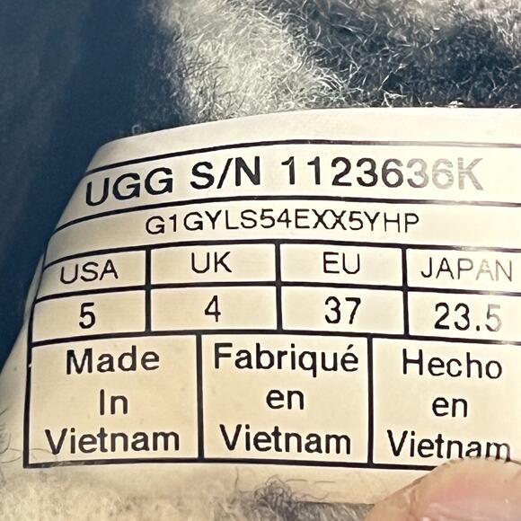 UGG Fluff Yeah Black White Marble Slip On Comfort Slide Sandals Youth Size 5 - Picture 8 of 10